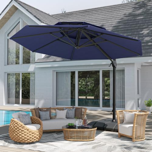 OROTLECT 11Ft Double Top Cantilever Umbrella with Base