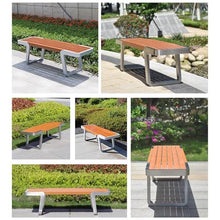 Sunyongfly Outdoor Garden Bench,Park Bench,Wooden seat,Stainless Steel Bench, for Squares, Parks, and Residential Areas(Size:160CM)