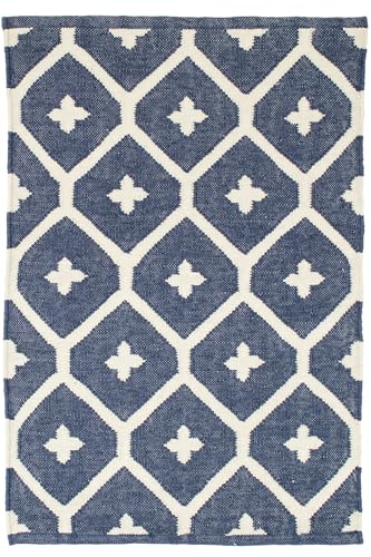 Dash & Albert Elizabeth Navy Geometric Indoor/Outdoor Rug, 9'6"x13'6"