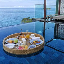 ERoomQ Round Rattan Floating Breakfast Tray, Swimming Pool Floats, Floating Tray for Pool for Adults for Sandbars Spas Bath and Parties and Outdoor Bar