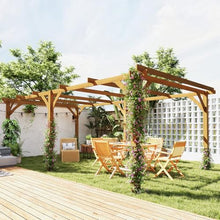 Outsunny 20' x 10' Outdoor Pergola Wood Gazebo Dark Brown