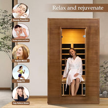 amocane Infrared Cedar Wood Sauna Room 1-2 Person with Control Panel and Bluetooth Speakers