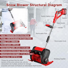 21V Snow Blower Cordless,Home Snow Shovel Has Battery Capacity Display Function with 3.0 Ah Battery,30 cm Clearing Width Electric Snow Blower,3000 RPM,for Driveway,Deck Blue-2batteries