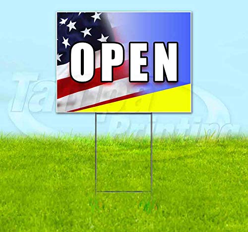 TampaPrinting Open Yard Sign 18" x 24" with Metal Step Stake