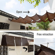 Retractable Wave Sun Shade Sail,Slide Wire Wave Shade Sail,Outdoor Replacement Shade Cover,U Shape Sunblock Shade Cloth,Slide on Wire Hung Canopy,Breathable Insulation Net(W2.6*L14m/W8.53*L45.93ft)