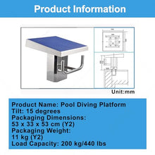 DLYZAYE Diving Board Professional Heavy Duty,One Step Diving Starting Block,Stainless Pool Jumping Platform,Swimming Competition Divies with Handle,15°Inclined,Swim Special