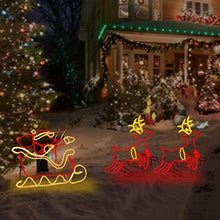 LAMPHOME 92"x32" Animation 978 LED Two Deers and Santa Super-Bright Multi LEDs Outdoor Christmas Decoration with 11 Functions and Timer Waterproof for Outdoor Home Party Lawn