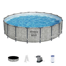 Bestway Steel Pro MAX 18ft x 48in Round Metal Frame Above Ground Swimming Pool Set Gray