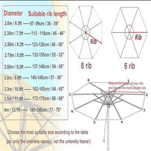 MXJCKSOQ Beige Parasol Replacement Canopy 2.5m/2.7m/3.5m 6/8 Ribs Garden Umbrella Cover Fabric for Yard Beach Outdoor Use - Easy Install,Khaki-4.0m/8-ribs