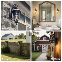 GOALPLUS 23 Inch Large Dusk to Dawn Outdoor Porch Lights for Garage, 2 Pack Bronze Wall Lantern with Photocell Sensor, Exterior Wall Light Fixture with Seeded Glass for House, Aluminium