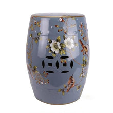 Ceramic Garden Stool Decorative Garden Stools Ceramic Blue And Green Flowers And Birds Shoe Bench Vanity Stool Bathroom Patio Living Room Round Drum Stool Sandals Coffee Table Ornaments Garden Stool C