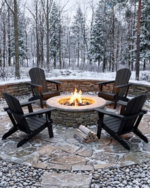 PLUUV Adirondack Chair Set of 6, Fire Pit Chairs with Cup Holder, Black