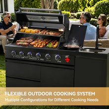 65" Modular Outdoor Kitchen Island,4-Burner 72,000 BTU Stainless Steel Propane Grill with Side Burner,Infrared Burner,Sink,and Granite Countertop.Gas Grill for Backyard & Patio BBQ.