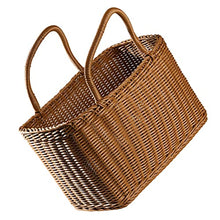 Picnic Baskets Basket Woven Wicker Storage Baskets Bag Picnic Rattan Flower Beach with Handle Straw Market Fruit Tote for Hand Shopping，