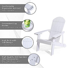 hOmeQomi Adirondack Chairs Set of 4 All Weather Resistant Plastic Outdoor Chairs with Cup Holder White