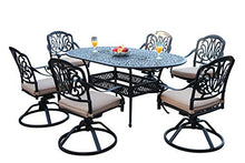 GrandPatioFurniture.com CBM Patio Elisabeth Collection Cast Aluminum 7 Piece Rosedown Dining Set with 6 Swivel Rockers SH257-6S CBM1290