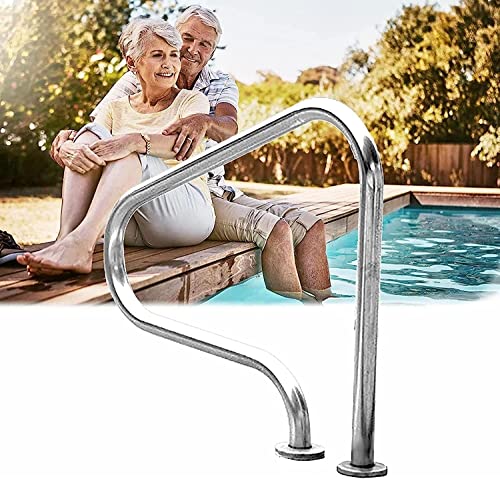 MSHOSAC Pool Handrail,31.5" Swimming Pool Safety Handrail - Non-Slip Grab Rail with Installation Kit - Durable 1mm Thickness for Easy Mounting - Essential Pool Safety Product