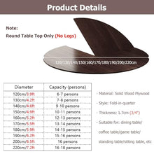 Round Folding Table Round Table Top Extenders for Dining Table - Versatile Collapsible Extension Dinner Tables 130 150 170 210cm Dia - Large Circular Event Table Top for Dining Room/ Party/ Wedding(22