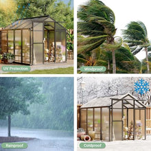6x8 FT Greenhouse, Easy Assembly Aluminum Polycarbonate Greenhouses for Outdoors with Roof Vent, Large Aluminum Walk-in Greenhouse for Sunroom Patio, Backyard, Garden, Sliding Lockable Door, Black