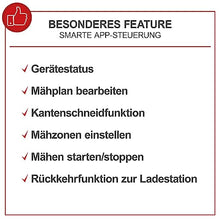 Scheppach RoboCut XL600 robotic lawnmower up to 600 m² | 18 cm cutting width | 20-60 mm cutting height | rain sensor | WiFi & BT | app controlled | 35% slope | with station, 9 blades, 130 m cable and