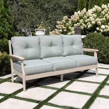 highwood Lehigh Deep Seating Sofa, with Sunbrella Cushions in Canvas Seasalt, Whitewash Frame