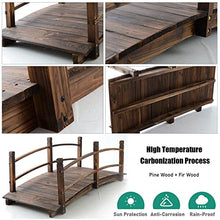 Katzowen Garden Wooden Bridge Rustic Fish Pond Bridge with Double Siderails, 55" Wooden Footbridge for Muddy Lowlands, Channels, Creeks, Garden Ornaments Park Walkway