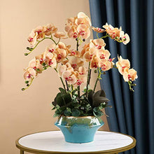 QQWW Artificial Phalaenopsis Orchid Bonsai Faux Flowers with Vase Flowers Arrangement 9 Head PU Bonsai for Home Office Table Decor (Color : White)