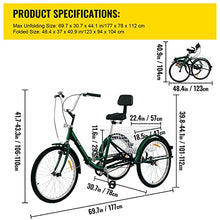 Bkisy Adult Tricycle 24'' 1-Speed Green