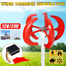 FEICHANGHAO 1000W No Noise Vertical Wind Turbine Generator, 12V 24V 48V Portable Vertical Wind Power Turbine Generator Kit with Controller for Homeuse Residential(red),12v