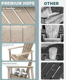 FOLAWO Adirondack Chair Set of 8, HDPE Outdoor Fire Pit Chairs, Brown