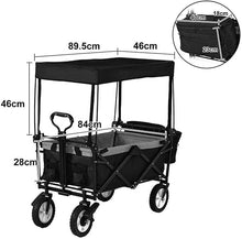 with Canopy Outdoor Coapsible Garden Cart Transport Troey Heavy Duty Folding Portable Hand Cart Outdoor Beach Wagon A Terrain Folding Utility Wagon for ping Camping
