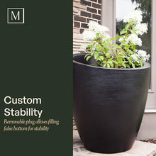 Mayne Modesto 30in Round Modern Planter, Neptune Blue