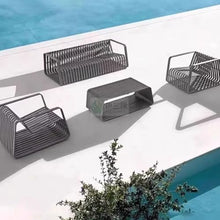 JOSOGO Courtyard Balcony Sofa, Park Aluminum Table and Chair Combination Coffee Table, Outdoor Terrace Leisure Chair(A8)