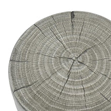 OROTLECT Hollow Tree Stump Accent Side Table, MgO Faux Wood Concrete End Table No Assembly Wabi Sabi Plant Stand Stool Indoor Covered Outdoor Gray