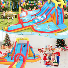 Inflatable Water Slide Adult, 19.2X14 Ft Waterslide Inflatable Water Bounce House for Backyard, Double Slide/Splash Pool/ 680W Blower/ 10 Accessories, Large Families Use Hold for 10 Kids Party Fun