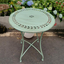 Dexinhdh Set of 3 Patio Bistro Set, Outdoor Side Tables & Garden Chair, Retro and Old Texture, Portable Metal Picnic Tables with Large Tabletop & 2 Chairs for Yard Backyard(Green)