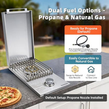 Built-in Side Burner for Outdoor Kitchen, Propane & Natural Gas, 304 SS