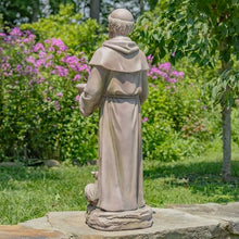 Zaer Ltd. Saint Francis Garden Statue with Birdbath, Antique Grey Magnesium, 30-36 Inch Height (36" Tall Standing)