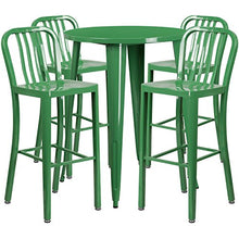 Flash Furniture 30" Round Green Metal Indoor-Outdoor Bar Table Set with 4 Stools
