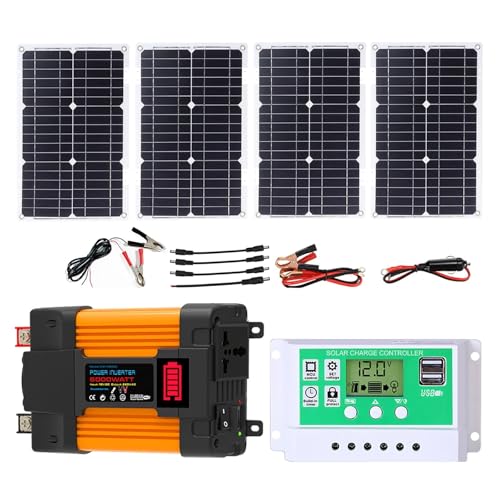 XDZT 4000W 6000W Complete Solar Inverter Kit with 50A Controller and 100W Solar Panel Home Grid System Solar Generator for Home and Outdoor Power System(6000W,12V-110V)