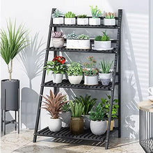ZOCWJK Ladder Plant Stand 4Tier Wooden Planter Holder Flower Pot Display Shelf for Home Patio Lawn Garden Balcony Plant Stand Indoor,Black-70cm