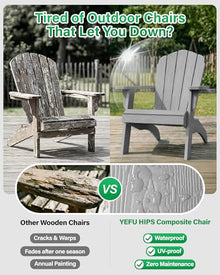 YEFU Oversized Adirondack Chair with Cup-Holder - Grey