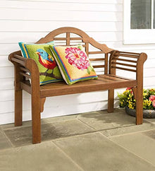 Plow & Hearth Weatherproof Lutyens Eucalyptus Wood Garden Bench | Foldable Patio Benches | Outdoor Furniture Seating for Porch Park Deck | Natural