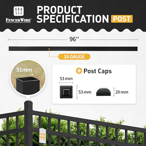 Fencer Wire Heavy Duty 8FT Steel Fencing Border Post Black