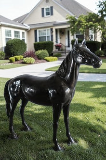 NIFAO Life Size Standing Silver Horse Large Aluminum, 76" L x 19" W x 65" H