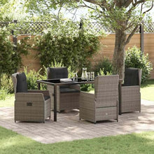 DYRJDJWIDHW Modern 5-Piece Grey Poly Rattan Garden Dining Set, Outdoor Patio Furniture with Table and 4 Chairs, All-Weather Wicker Bistro Set for Backyard, Balcony, Deck