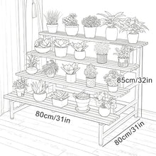 ARTUNV 4 Tier Wooden Plant Stand Rack, Heavy Duty Metal Frame Corner Flower(Size:80cm/31in,Color:Black)