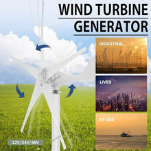 SAIYERUS Wind Turbines, 5 Blade Professional Wind Turbines Small Windmill Generator 12000W Industrial, Solar and Wind Power Parts and Accessories, 3 Phase AC Permanent Magnet Generator,White-12V
