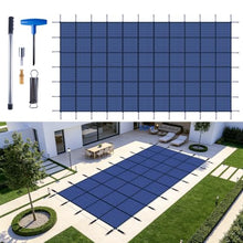 FammyLoft Inground Pool Safety Cover Fits 28x48ft Pools, Winter Pool Covers for Inground Pools, Swimming Pool Cover with Hardware Kit Included, Triple Stitched Mesh, Blue