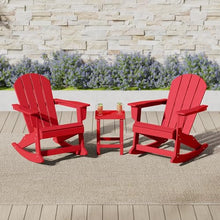 Costaelm Outdoor Adirondack Chair Set of 2, All Weather Resistant Classic Balcony Chair and Fire Pit Chairs, Adirondack Plastic Outdoor Porch Furniture Rocking Chair High Back HDPE Poly Lumber, Red